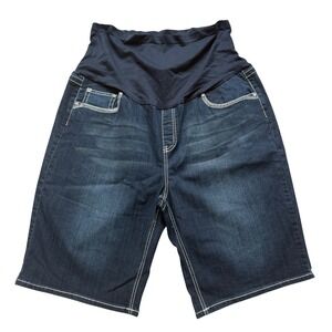 NEW Haute Mama Maternity Bermuda Denim Jean Shorts Over Belly Fit Plus Size 2X